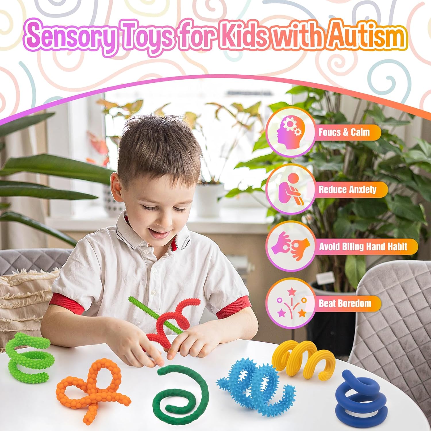 Sensory Fidget Toys for Kids with Autism,8 Pack Quiet Calm Bendable Sensory Sticks Fidget Sticks for Classroom,Calming Tools for School,ADHD Autistic Stress Relief Must Haves for Students Teachers