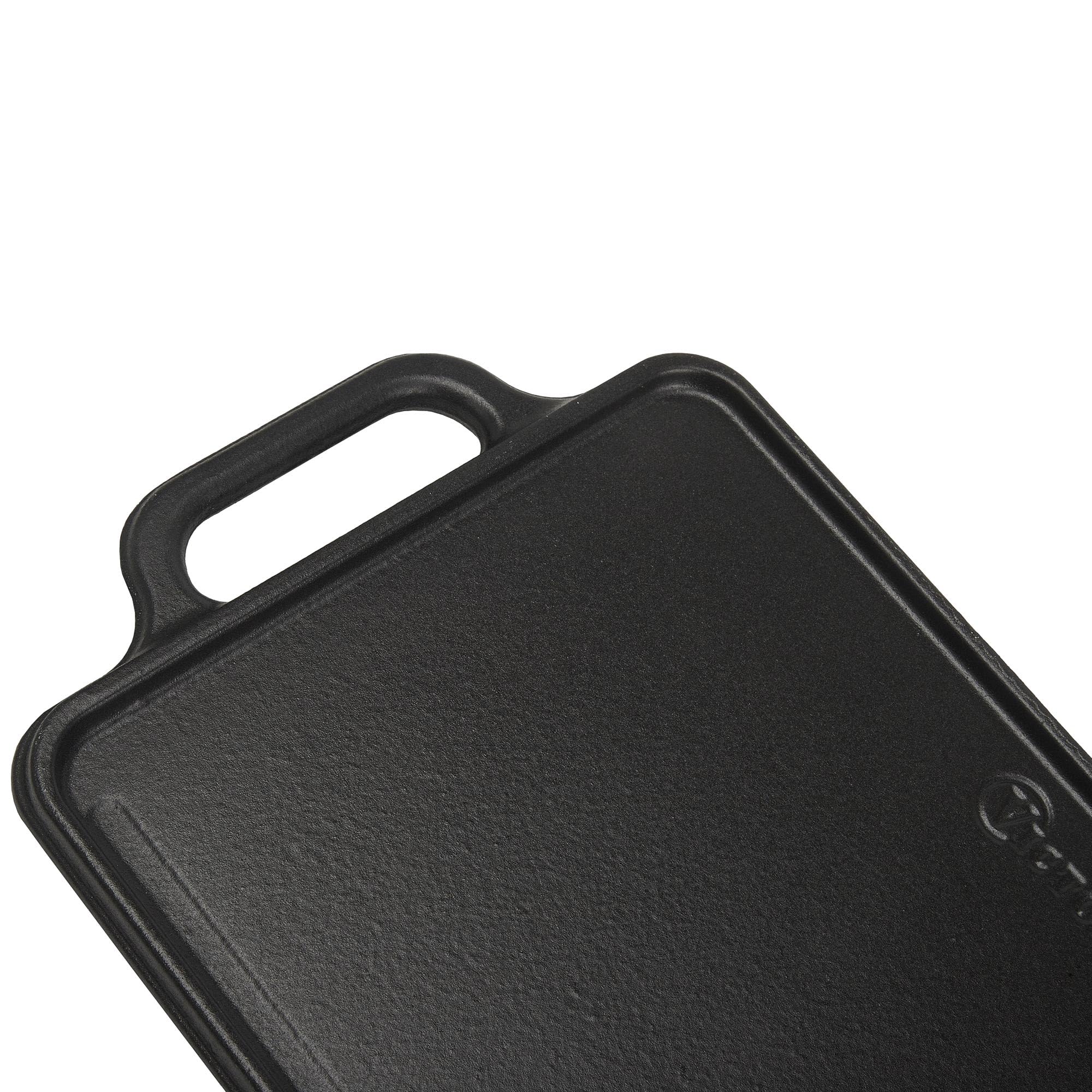 VICTORIA Plancha Cocina Hierro Fundido Esmaltado Parrilla Doble Reversible 33 X 21cm para Fuego, Barbacoa, Horno, Vitrocerámica, Gas, Libre de Tóxicos sin PTFE