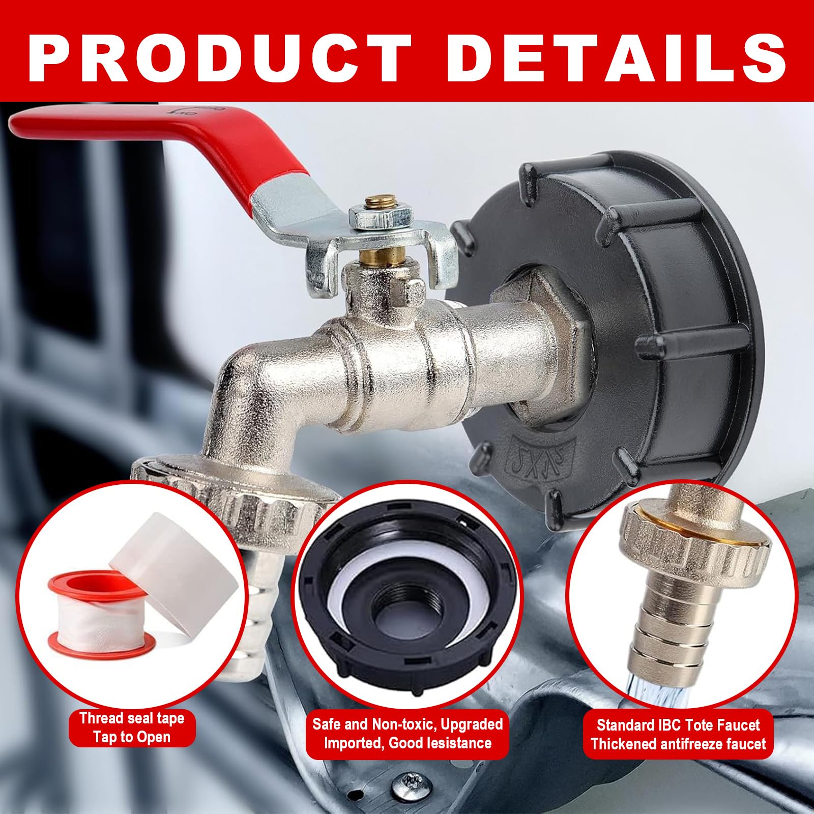 Accessori per serbatoi IBC, set di rubinetti di scarico IBC per serbatoi d'acqua da 1000 litri, cisterne per acqua piovana da 1000 litri, cisterne per acqua da 1000 litri