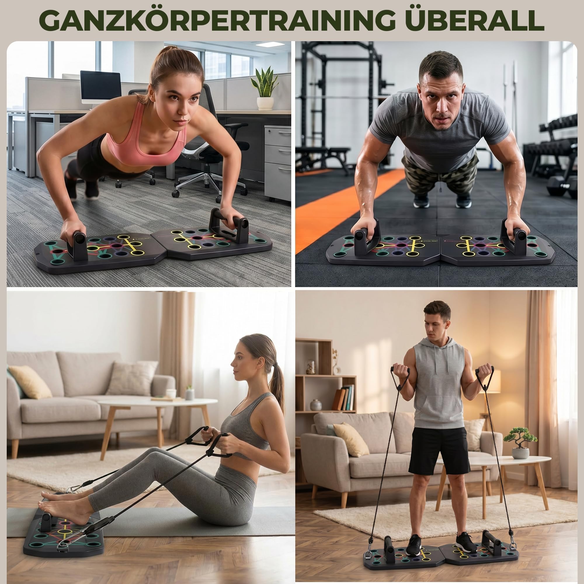 Mirbex® Klimmzugstange für Türrahmen mit Liegestützbrett Home Gym Set | Push Up Board & Pull Up Bar ohne Schrauben – Fitnessgeräte für Zuhause