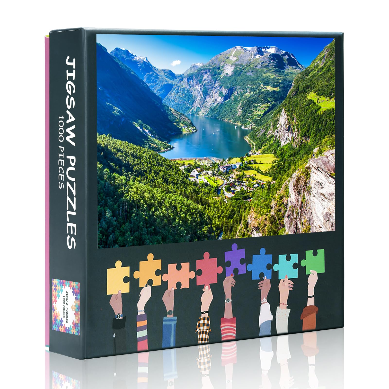 Landscape Jigsaw Puzzles Norwegian Fjord Geiranger Picture Puzzles 1000 Pieces Challenging Jigsaw Puzzle Set Modern Norwegian Nature Landscape for Men Lady Puzzle Gifts