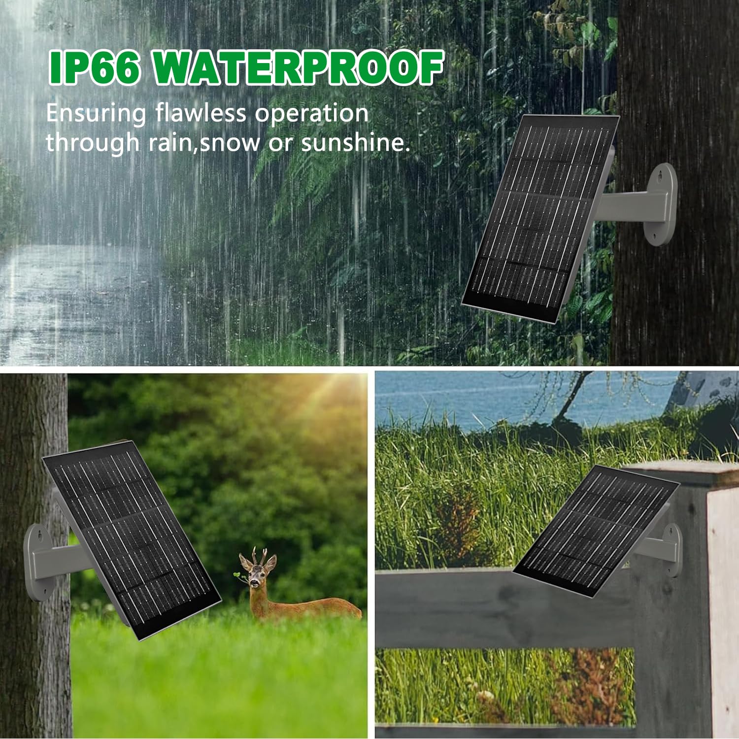 SLODA Trail Cameras Solar Panel, 12 V/1 A 6 V/1,5 A, batteria al litio ricaricabile IP66, impermeabile, per la caccia di fotocamere o cervi feeder (8 W 12000 mAh)