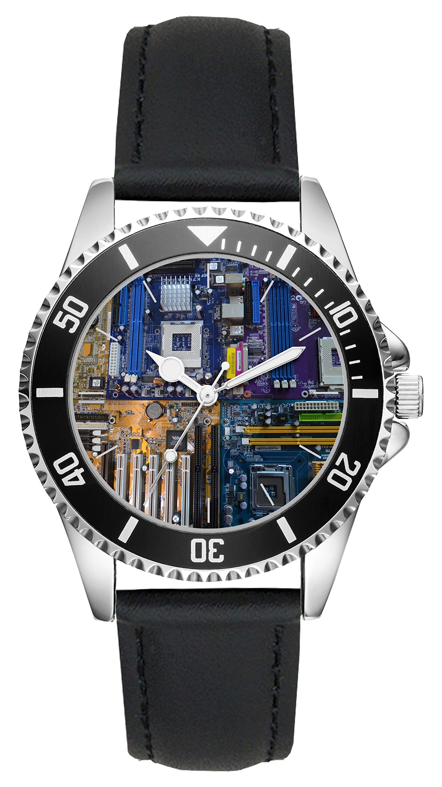 KIESENBERG Regalo per PC Scheda Madre del Computer Orologio Diametro 4,3 cm nero L-6137