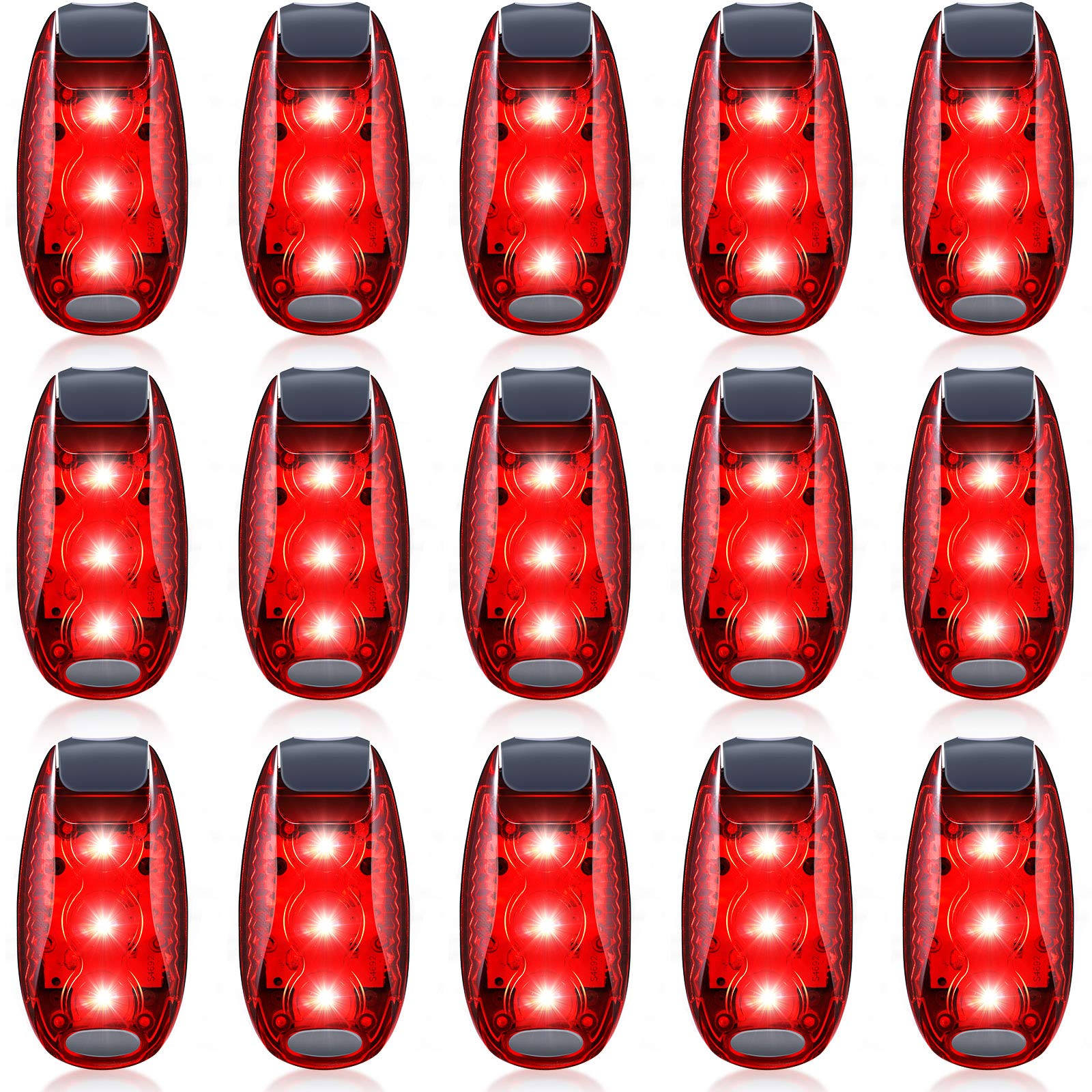 15 Pieces LED Safety Light, Clip on Flashing Strobe Lights for Runners, Dogs, Bike, Walking, High Visibility Accessories for Bicycle Helmet Reflective Gear Bike Tail Light