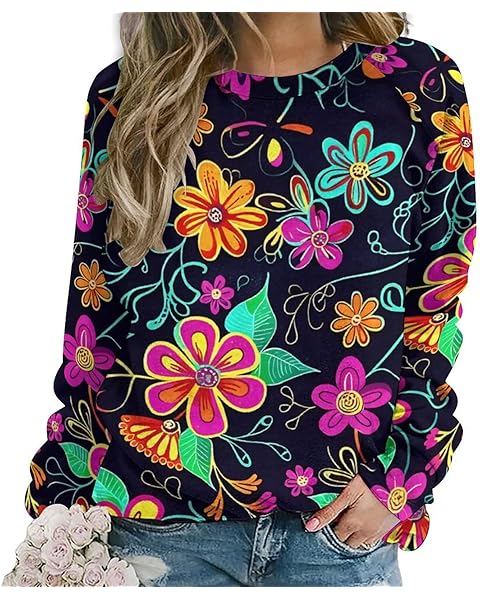 Women's Casual Crew Neck Sweatshirt Halloween Sweatshirts Loose Long Sleeve Casual Pullover Tops