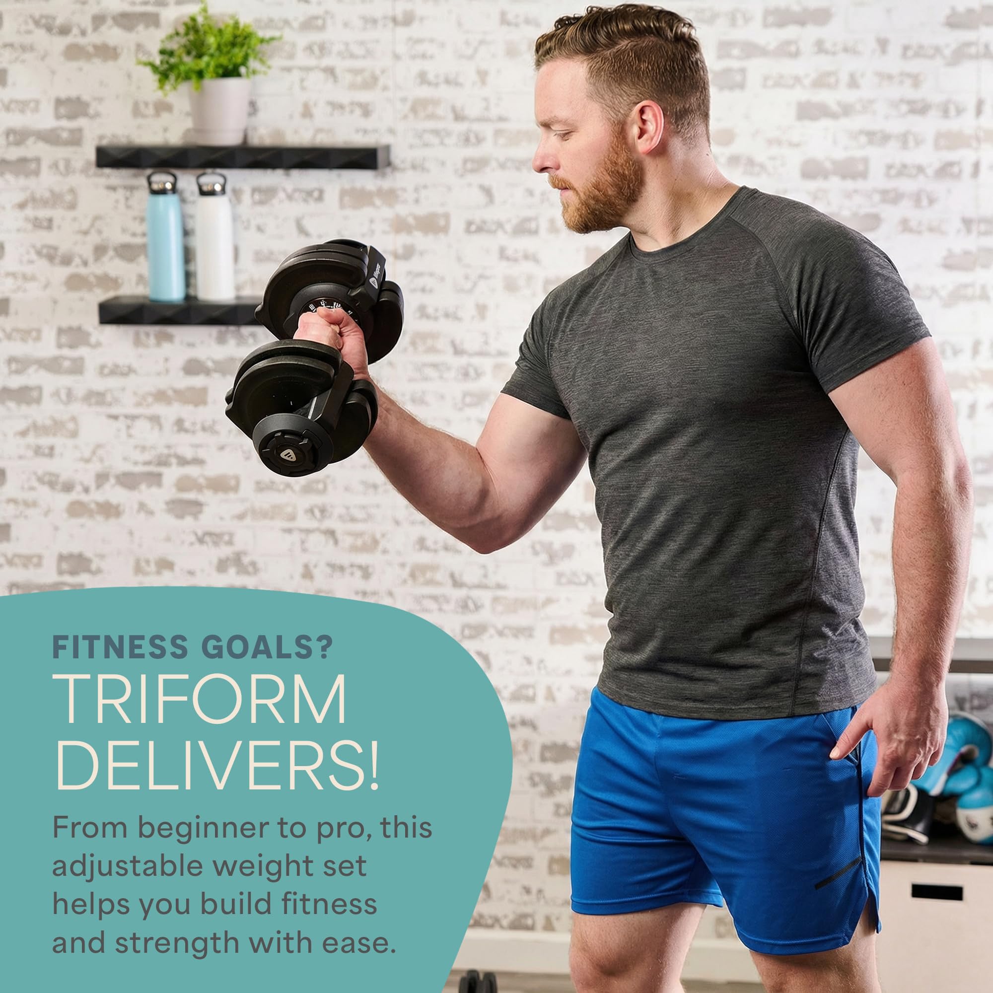 Adjustable Dumbbells & Weights for Home Gym, Quick-Adjust | Choose from 2-55 lb adjustable weights in single, pair, or 3-in-1 options for customizable home strength training.