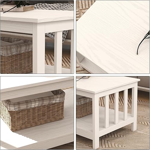 Miniatura 18 de ChooChoo Mission - Mesa de centro de madera negra con estante, 40 unidades, color negro Negro -,Espresso,Espresso Puro,Blanco puro,Blanco