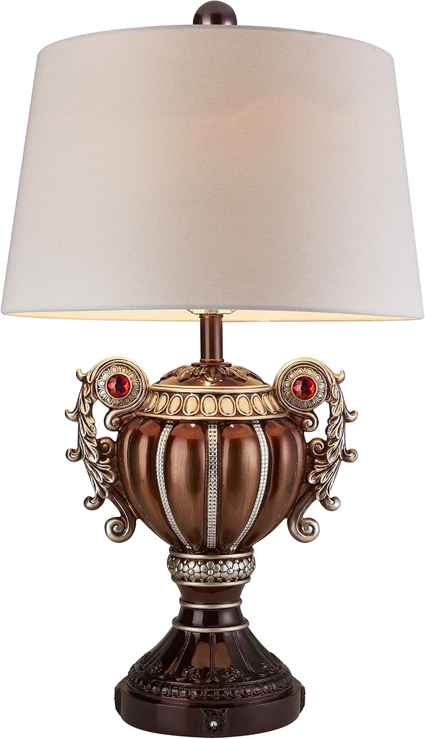 OK Lighting AZOK4296T Delicata Table Lamps, Brown and Bronze