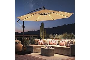 10ft Solar Lights Offset Patio Umbrella - Perfect for Outdoor Relaxation