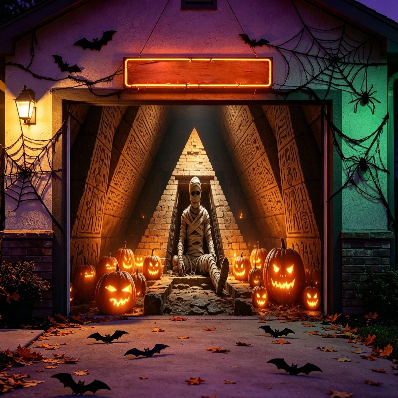 Bandera de Halloween para puerta de garaje, letrero de patio para Halloween, pasillo festivo, exhibición al aire libre, llamativo cartel de temporada