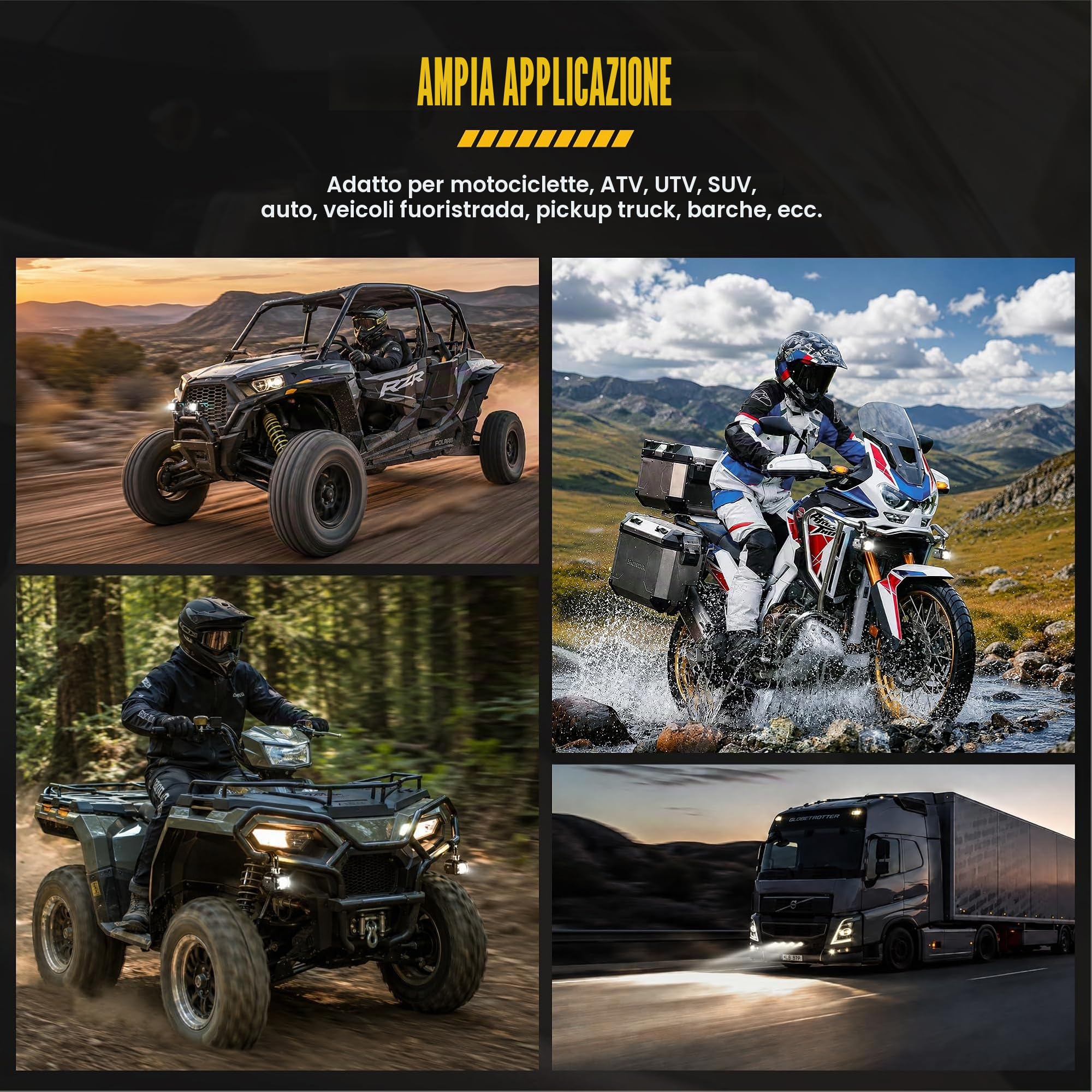 Future Eyes Fari Supplementari Moto 6000LM 60W, Future Eyes Luci LED Omologate ECE E-Mark E57, Fari Antinebbia IP67, Fari Aggiuntivi per Moto, Luci LED Potenti Antiabbagliamento 360°
