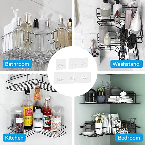 Miniatura 7 de Paquete de 4 soportes adhesivos de repuesto para regadera, ganchos adhesivos para estantes de ducha, estantes de ducha, organizador de ducha, gancho