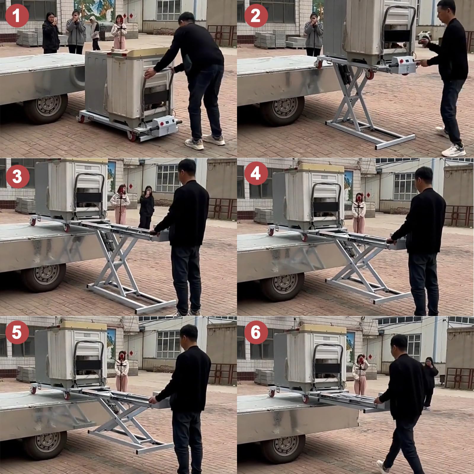 Hydraulischer Hubwagen, 120 x 70 cm Plattform, 300 kg Tragkraft, elektrischer Scherenhubtisch mit Rädern für Materialhandhabung und Transport