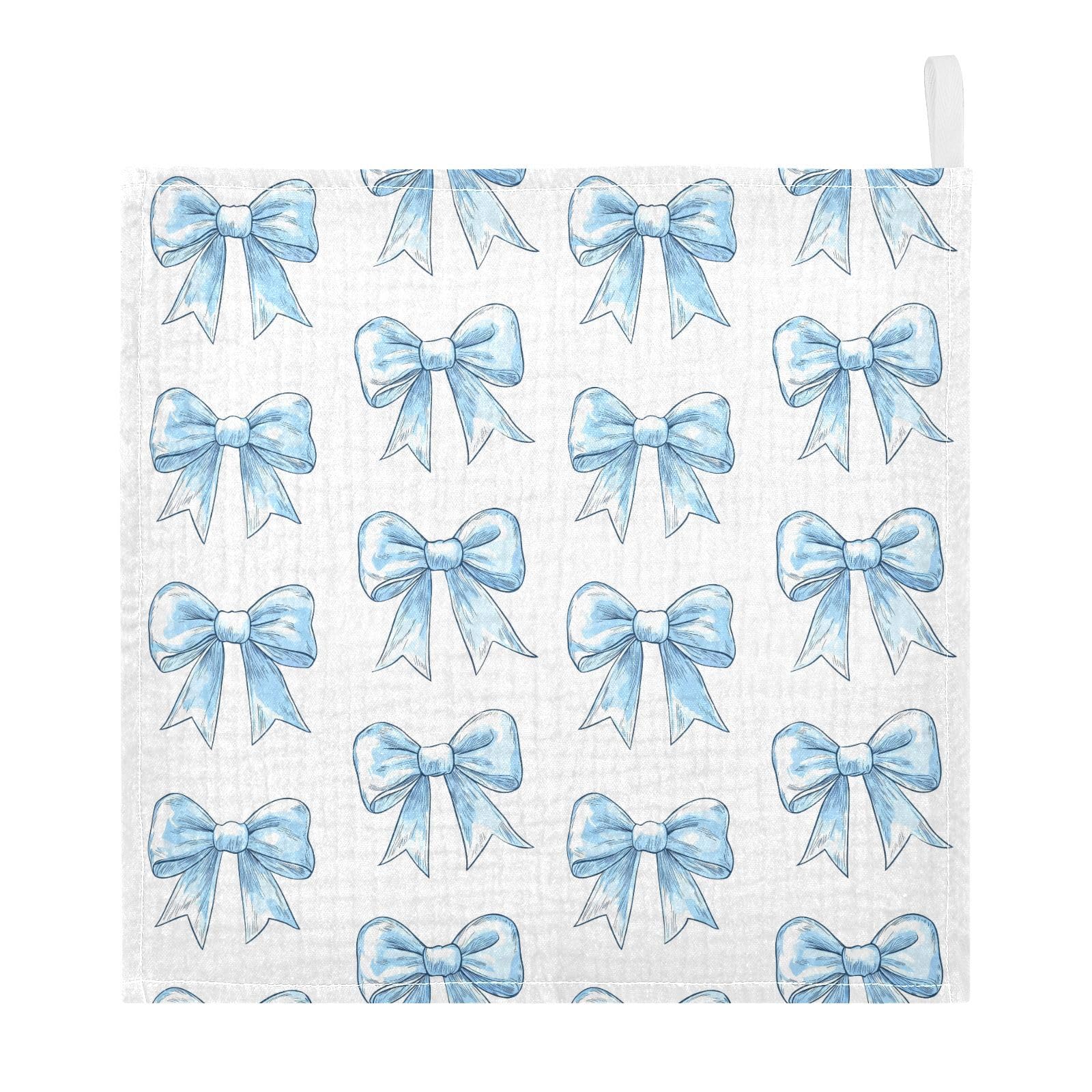 vvfelixl Baby Muslin Washcloths Light Blue Silk Bow Baby Burp Cloths Cotton Babys Face Towel for Newborn Infants Boys Girls Soft and Absorbent 11.8 X 11.8 in, 3 Pack