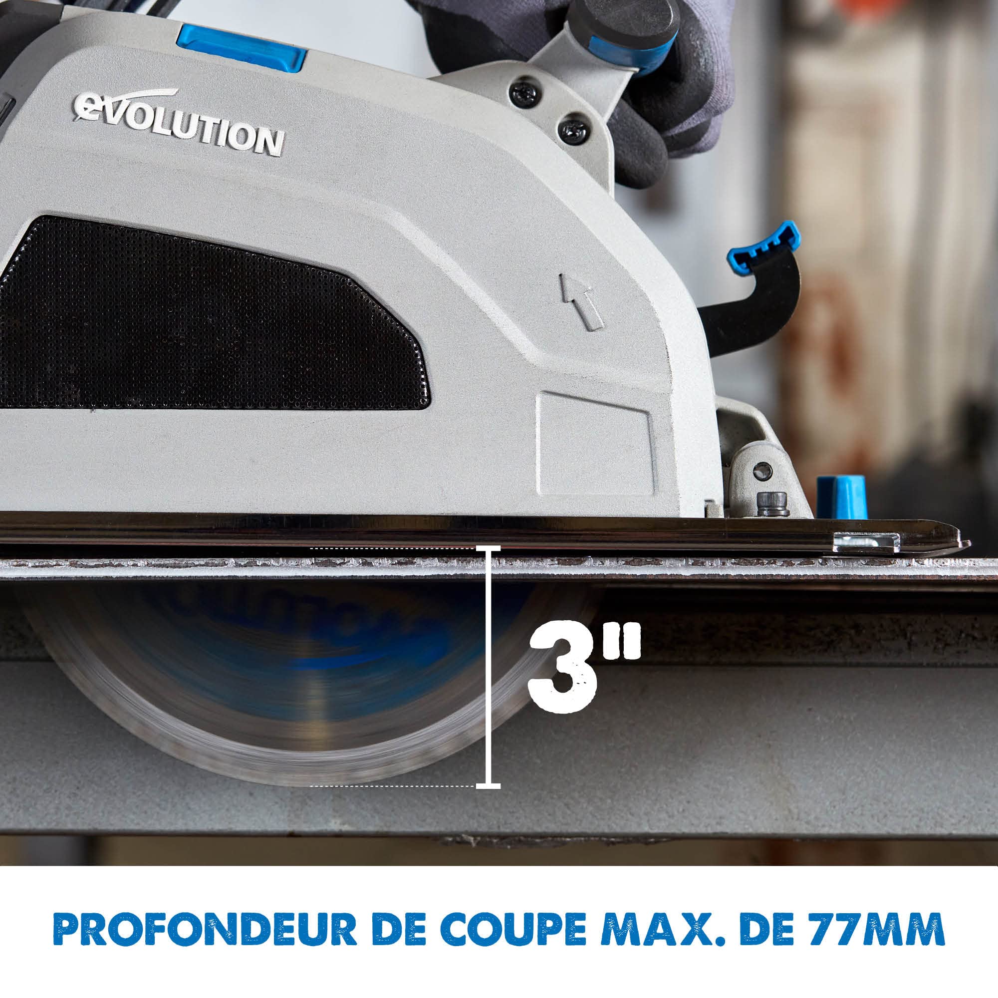 Evolution S210CCS - Scie Circulaire en acier 210 mm - Finition Instantanée - Pas de Chaleur, Pas de Bavures Ni D'Étincelles - lame en acier Doux Incluse.