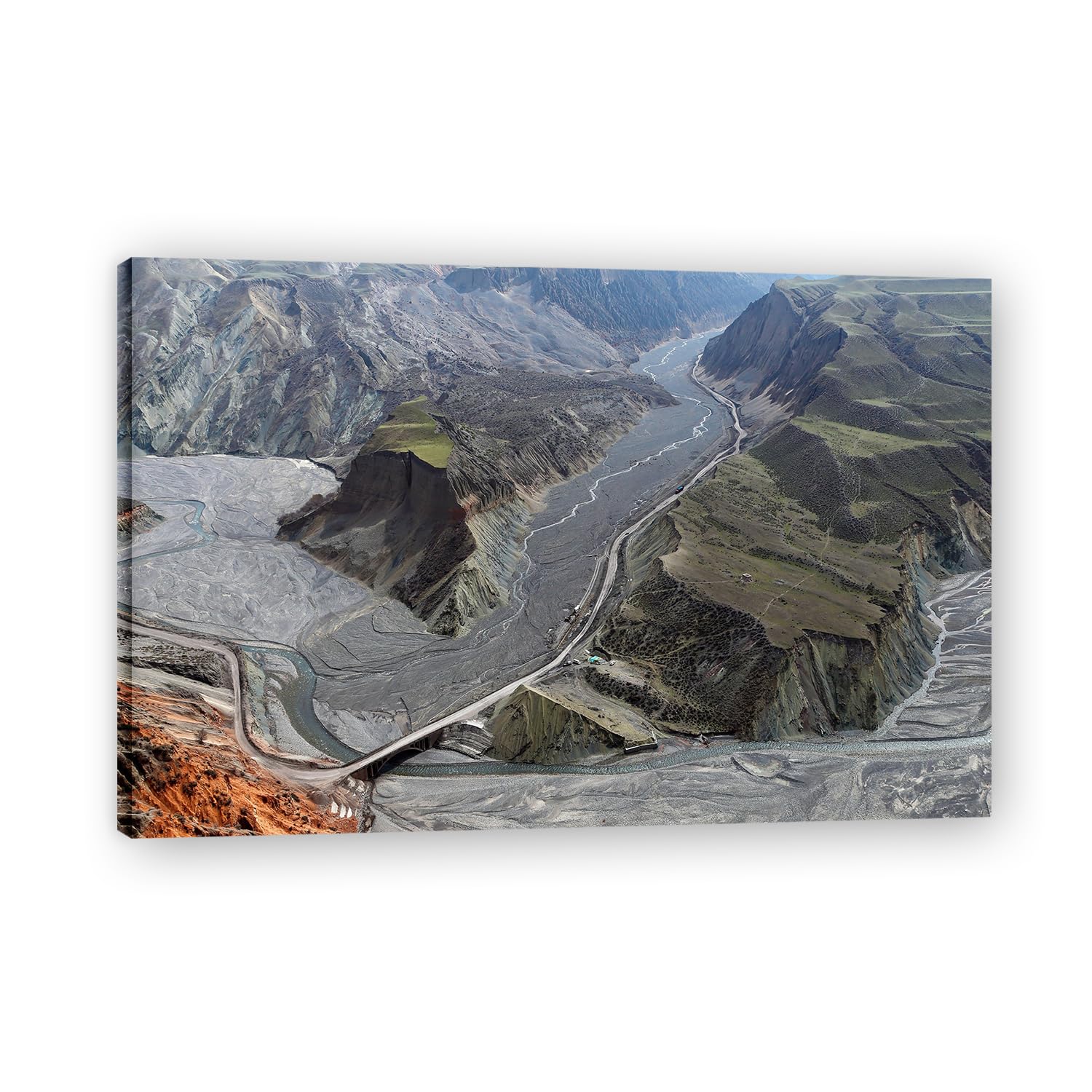 VHdfgTY Look Far Ahead On The RoadNature Landscape Wall Art Canvas Mountain Scenery Print Home Decoration 50x75cm Framed