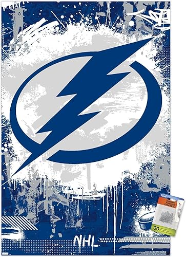 Trends International NHL Tampa Bay Lightning - Póster de pared con logotipo Maximalist 23, 22.37 x 34.00 pulgadas, paquete de póster y alfiler de