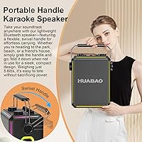 Vista 7 de Altavoz portátil de karaoke Bluetooth con 2 micrófonos inalámbricos, luces RGB, ajuste de agudos y graves, efectos de voz, entrada