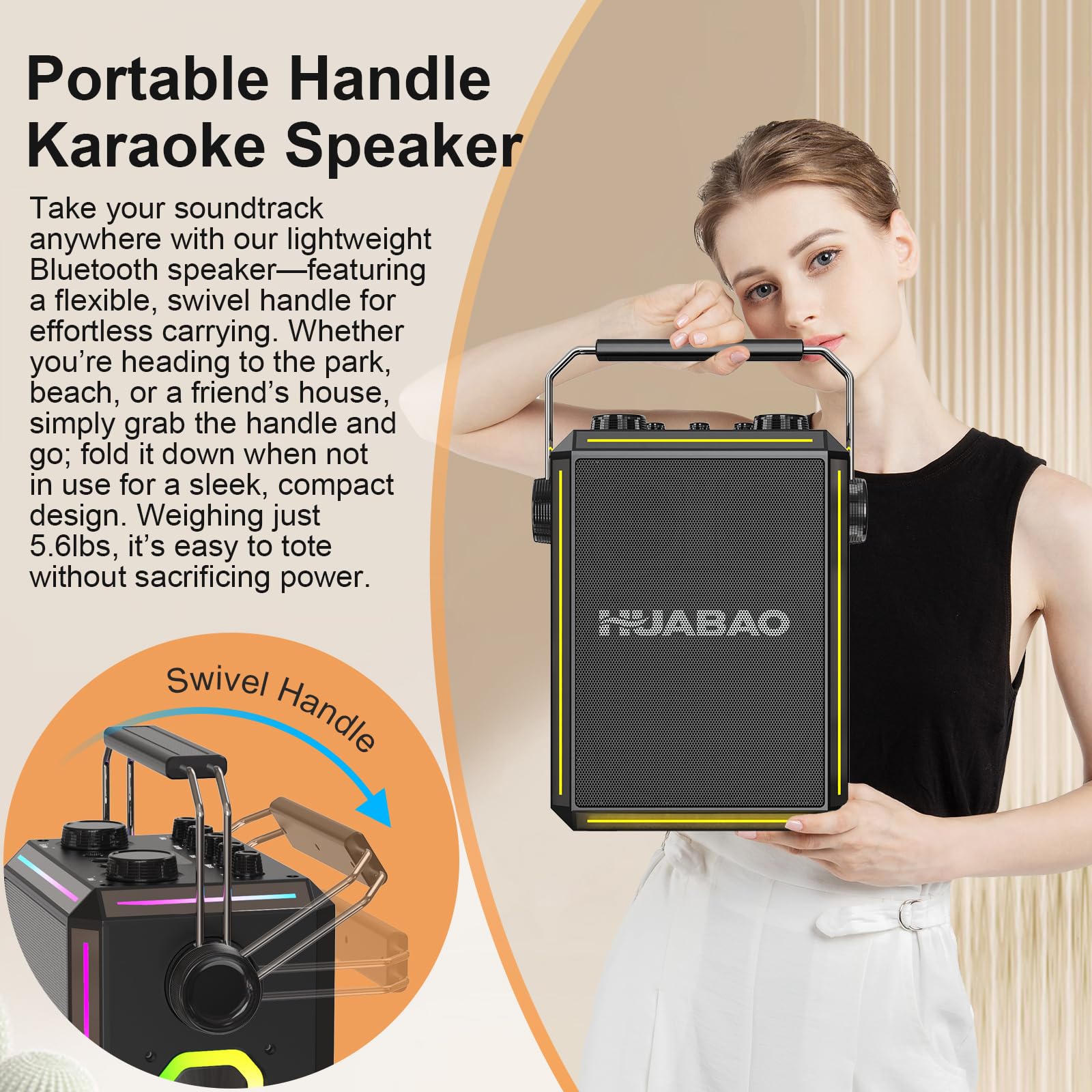 Altavoz Bluetooth portátil para Karaoke con 2 micrófonos inalámbricos, Luces RGB, Ajuste de Agudos y Graves, Efectos de Voz, AUX/USB/TF/OTG, Altavoz para Fiestas para Adultos y niños (Negro)