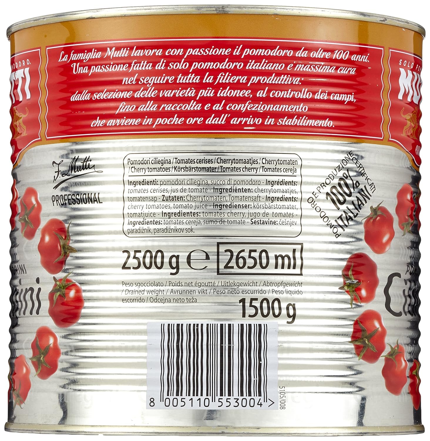 Mutti Pomodorini ciliegini Kirschtomaten 2.5 kg + Polpa 400g