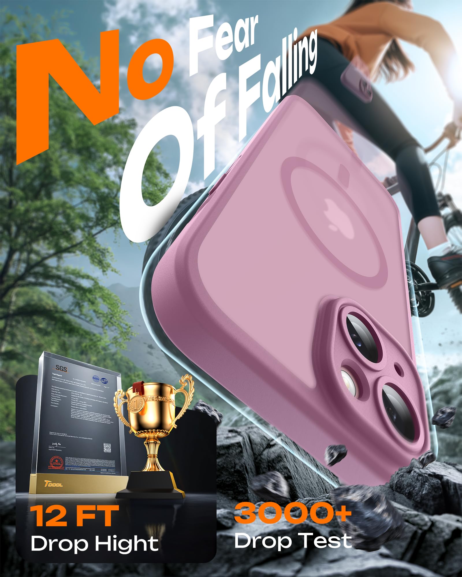 TOCOL Cover Magnetica per iPhone 15 6,1 Pollic, Compatibile con MagSafe, Protezione Fotocamera Integrata, Custodia Antiurto Traslucida Opaca, Lilla Viola