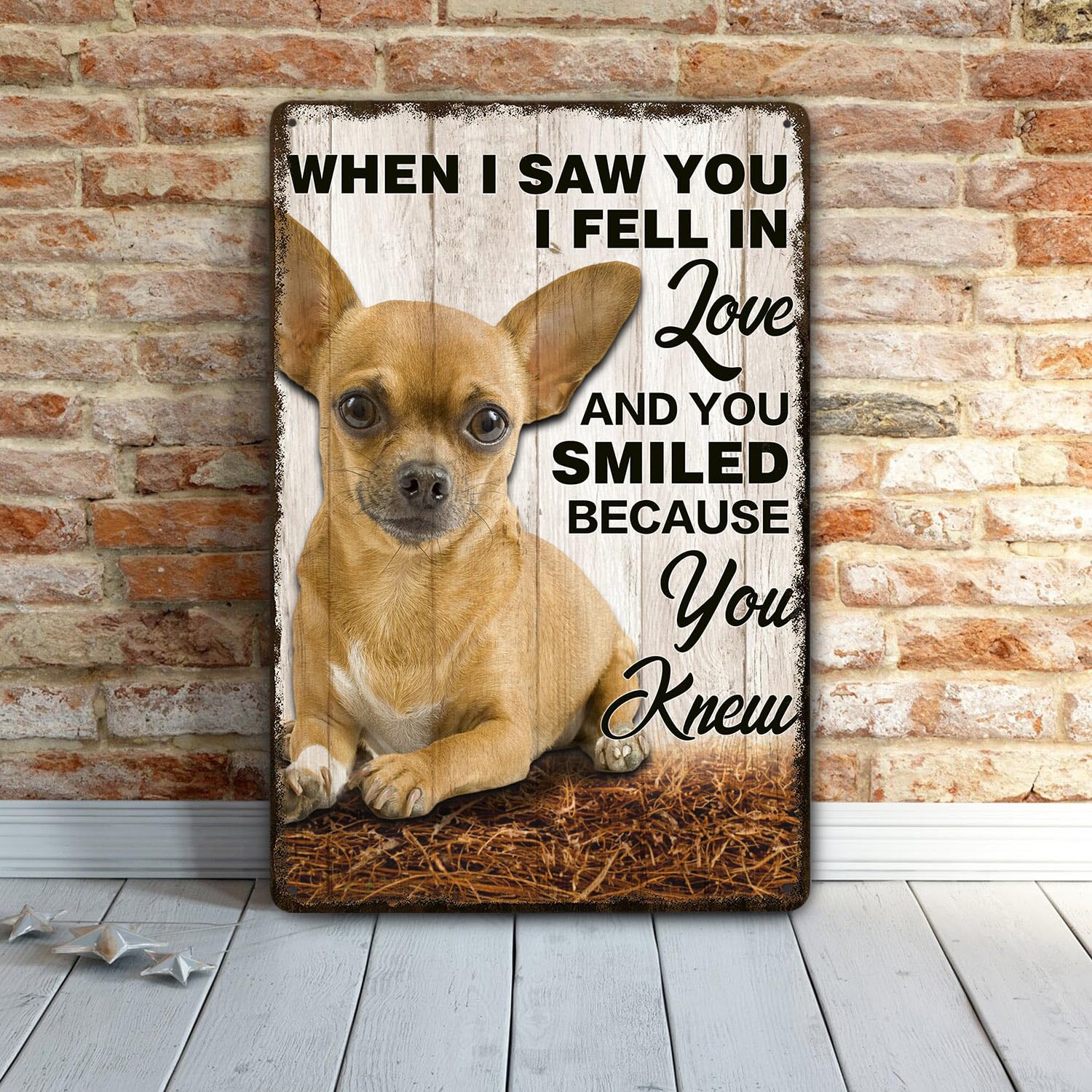 新作【チワワ】看板　メタルサインプレート　2Dん Amazon.co.jp: チワワ犬 面白い メタルサイン Fell in Love