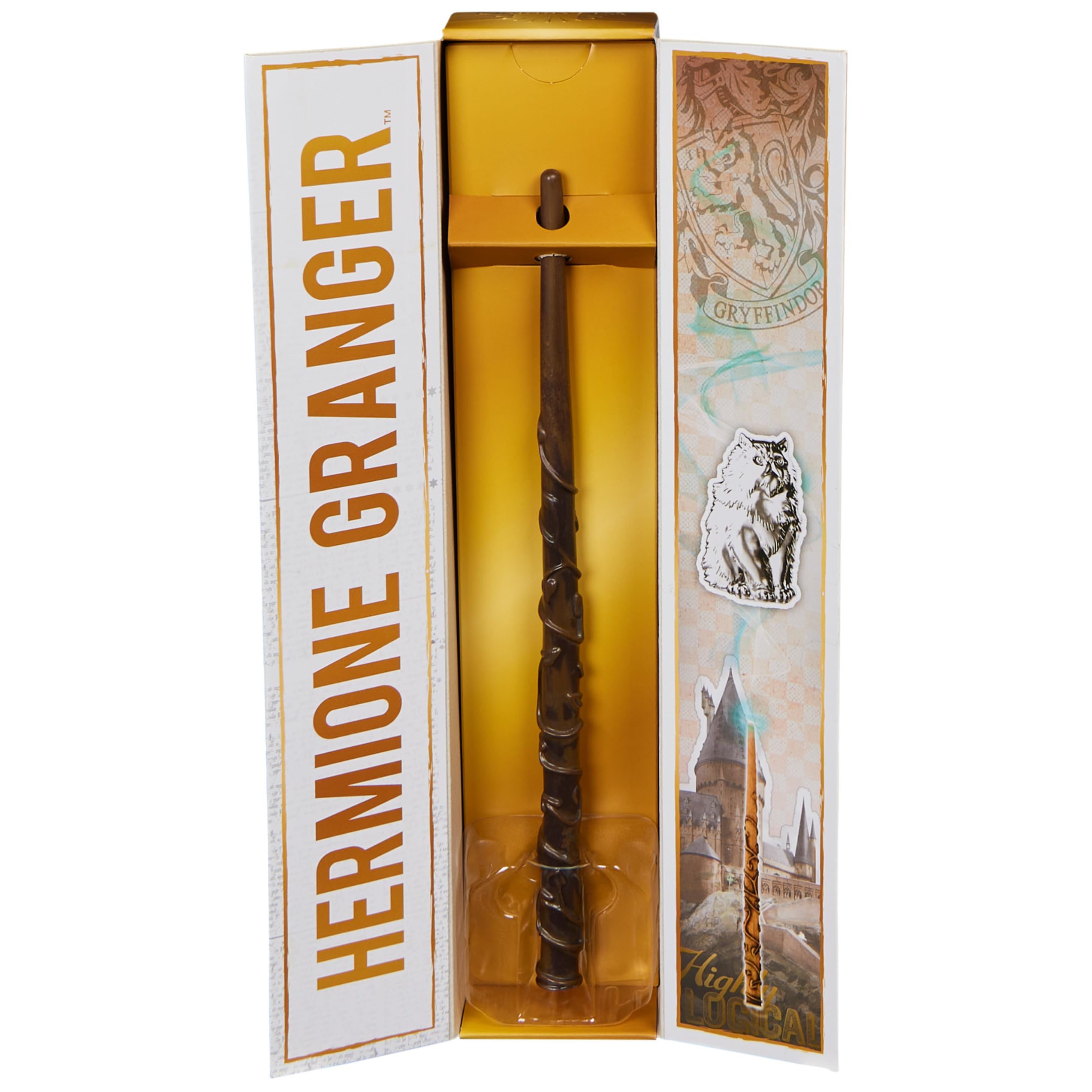 Wizarding World Harry Potter - Autentyczna różdżka Hermiona Granger z tworzywa sztucznego z uchwytem Hogwart, ok. 30,5 cm, zabawka dla dzieci od 14 lat, artykuł dla fanów, złoty