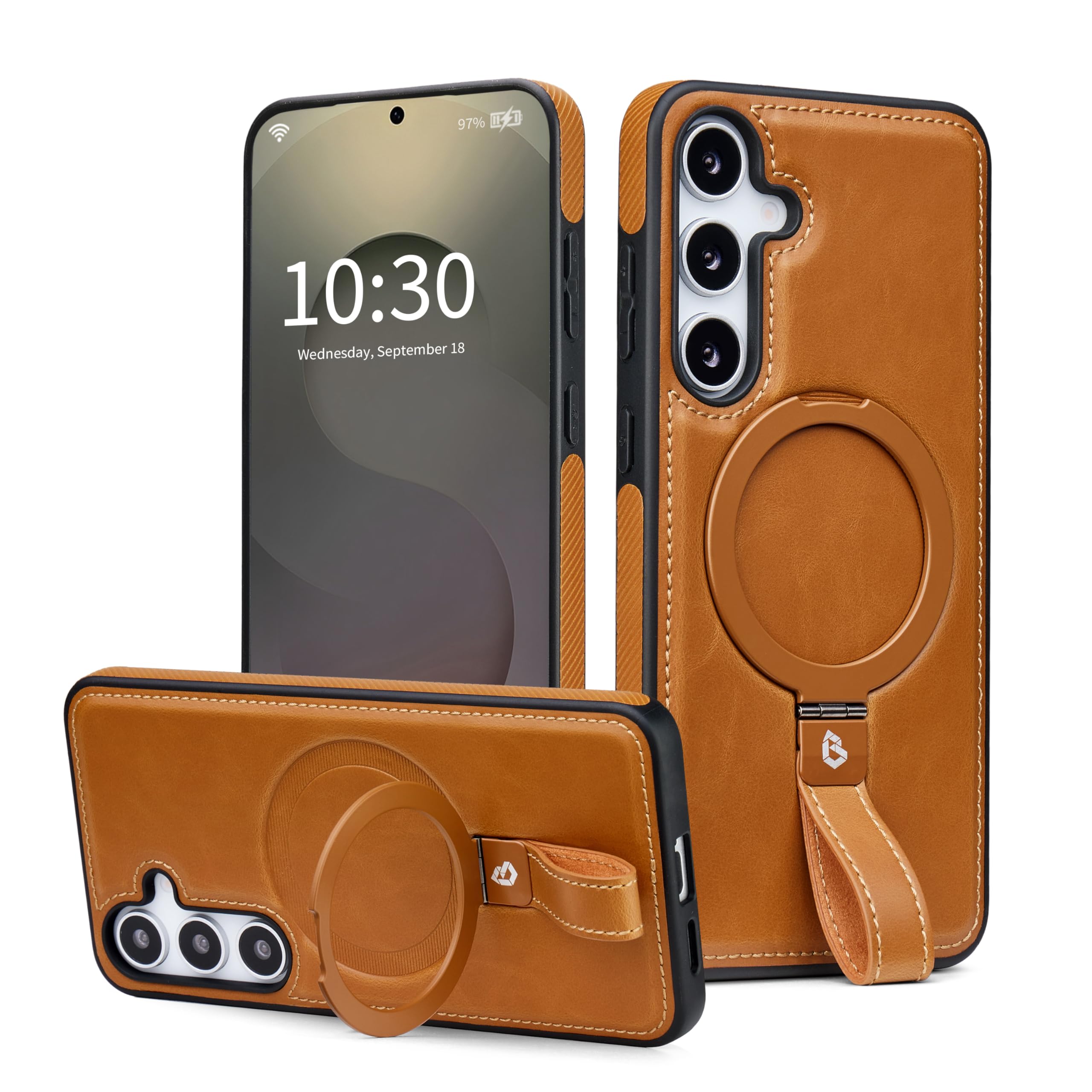 Butaiga for Samsung Galaxy S26 Plus Case Leather with Stand, Brown