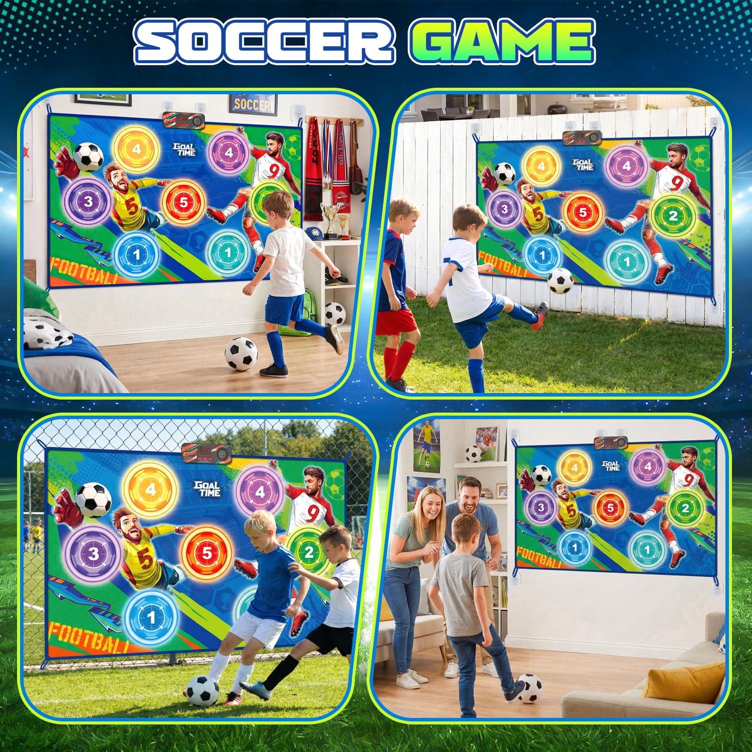 FOTSHAR Juego de fútbol electrónico, Juego de portería de fútbol para Interiores y Exteriores con Pantalla de puntuación en Vivo, 3 Modos, 2 Bolas, Regalo de cumpleaños, Juego de fútbol