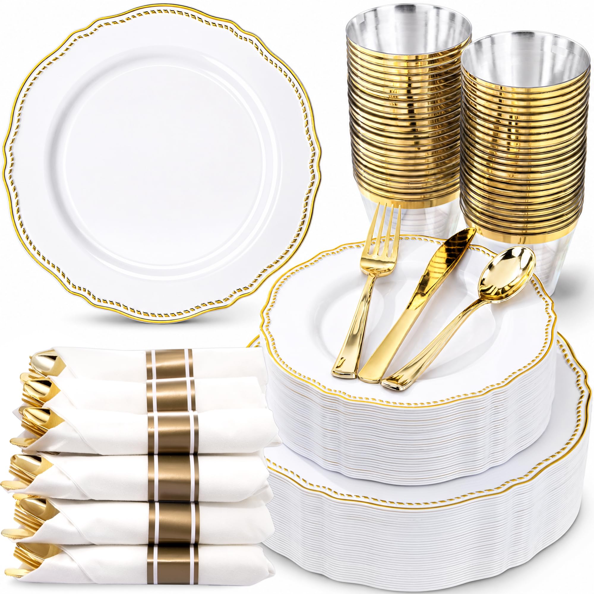 Ivory Gold Plates for Weddings & Parties -17