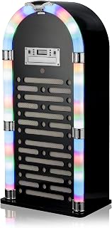iTek Floorstanding Multi-Functional Bluetooth Jukebox with CD Player, FM Radio, Colour Changing LED Display, 2 x 10 W Speakers, Crystal Clear Sound, Remote Control Included, Gloss Black