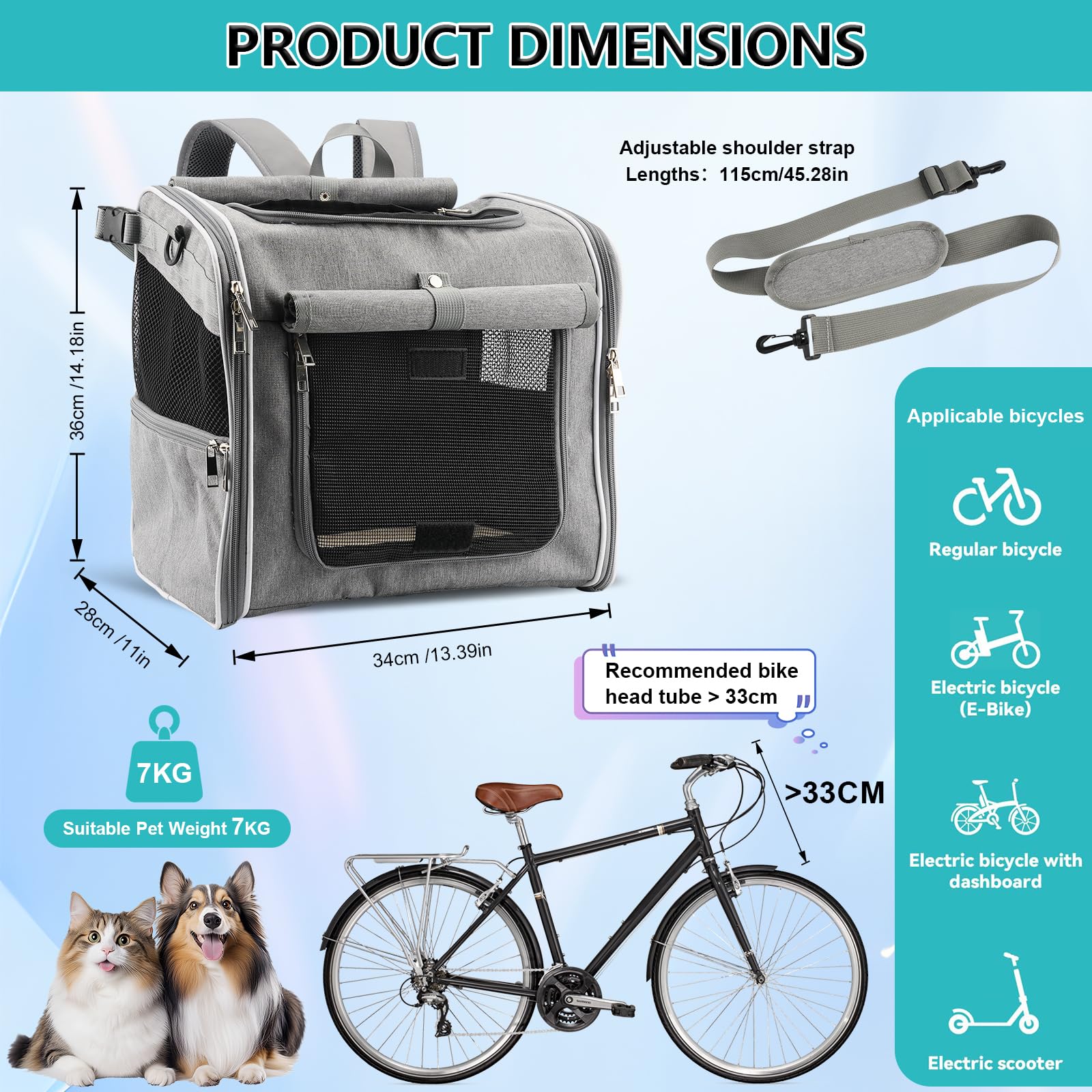 Haiou Hundefahrradkorb Vorne bis 7 kg – Stabiler Fahrradkorb für Hunde, Nicht für E-Bikes geeignet | Sicherer & Komfortabler Hundekorb mit patentierter Halterung, Wetterfest