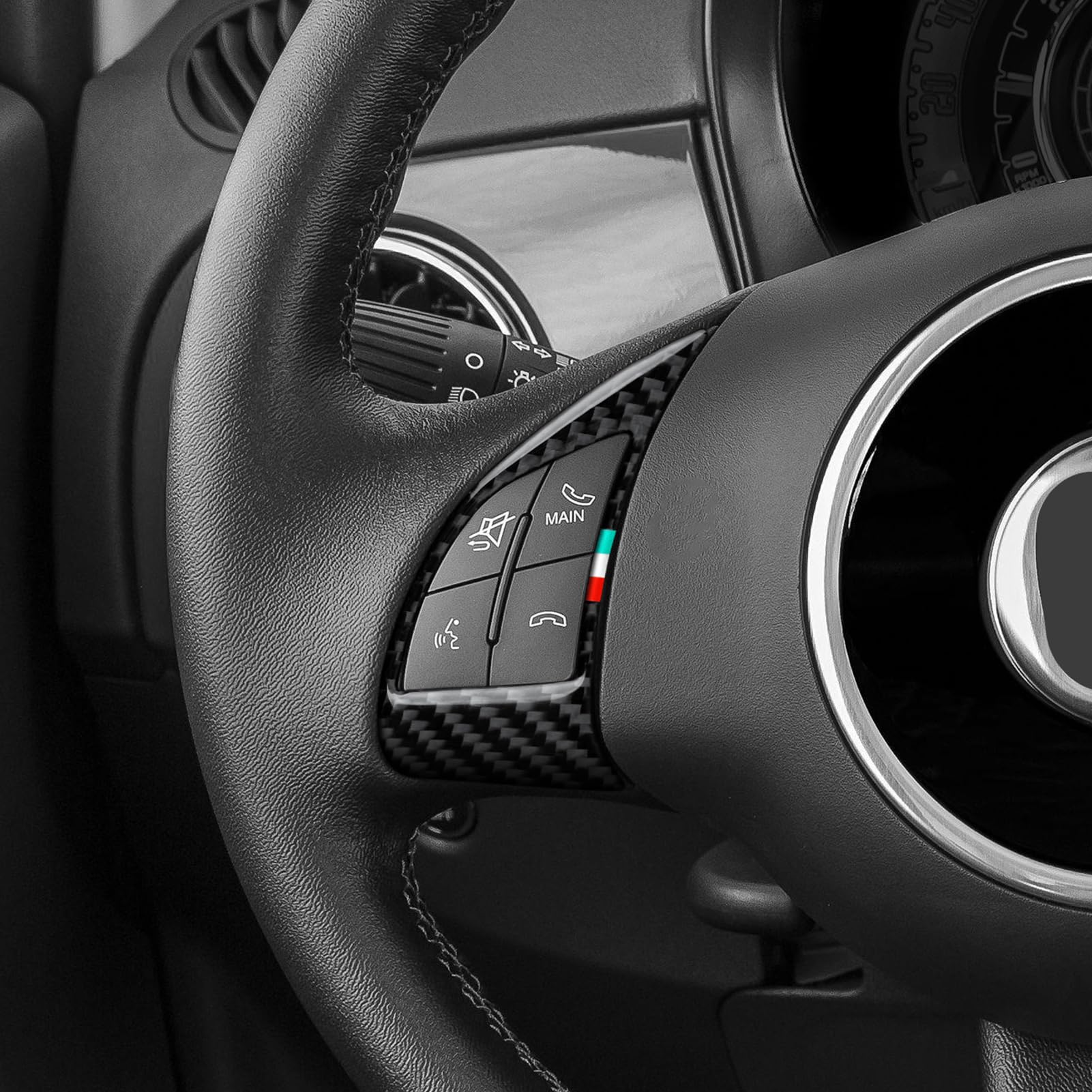 2 Pezzi Coprisedile Auto Adesivi per Volante in Fibra di Carbonio Compatibili con FIAT 500/500C (2007-2015)/500e (2009-2019) /Bravo/Grande Punto/Punto Evo/Punto Accessori