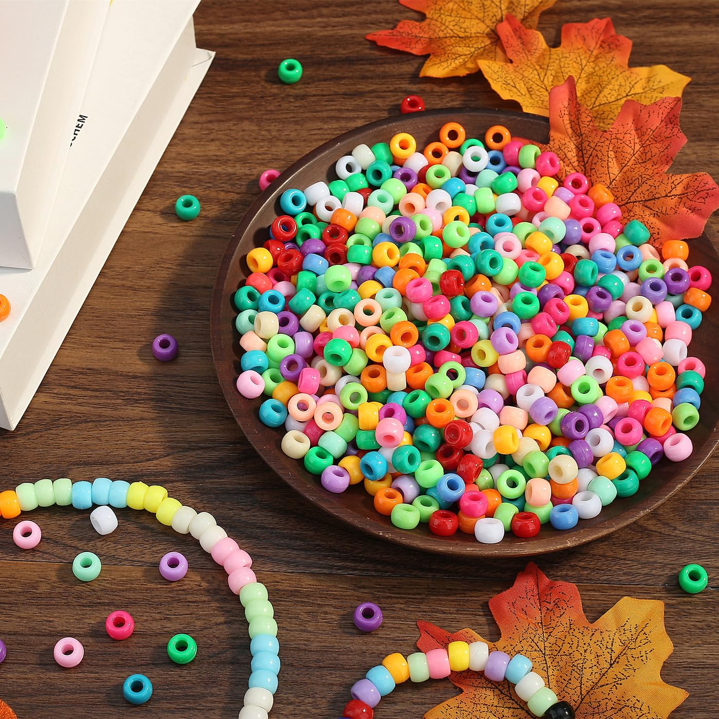 1000 perline per pony, 9 mm, in plastica arcobaleno, per collane