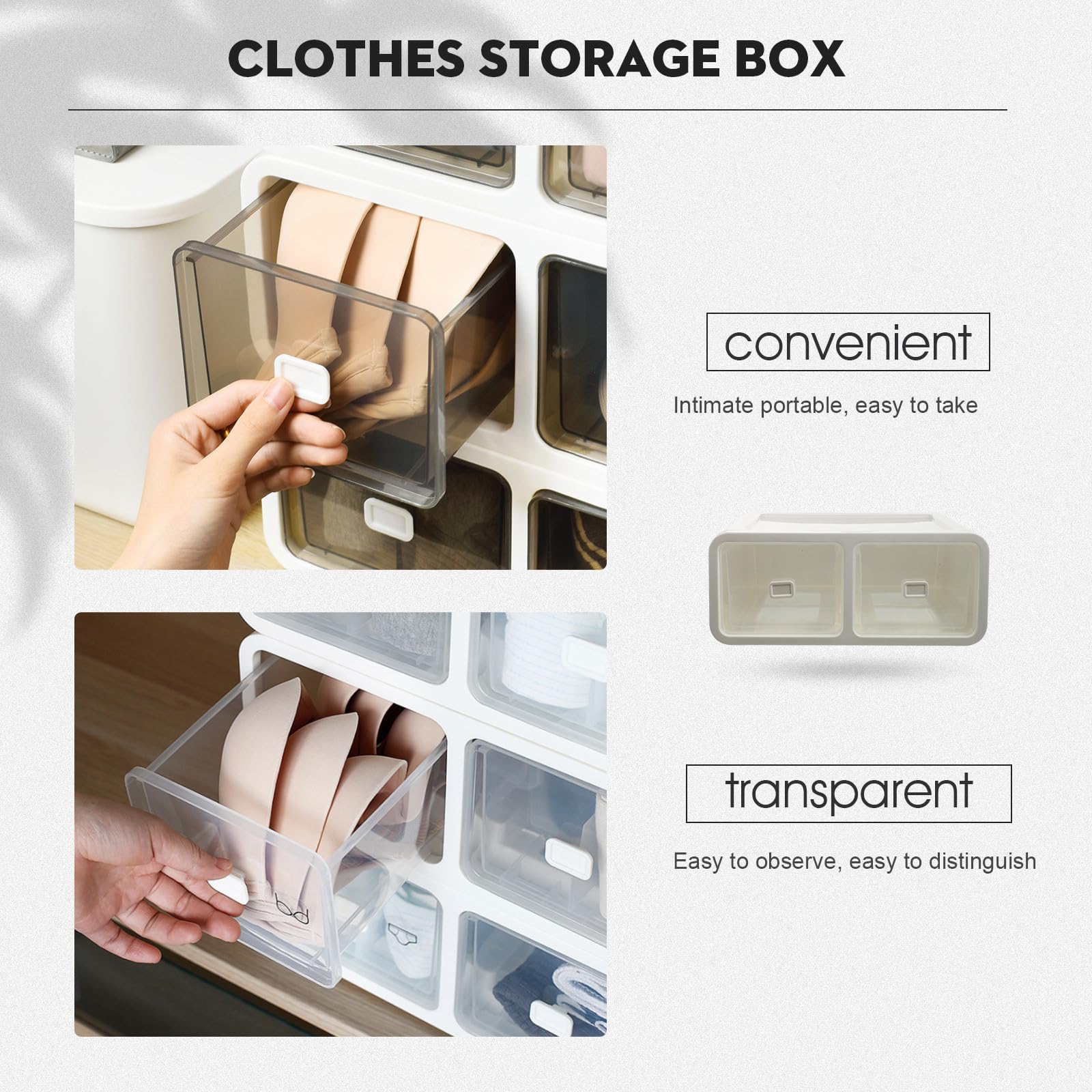 Boîte de Rangement en Pp à 2 Compartiments Tiroir Blanche Pratique et Commode pour Organiser L'armoire pour-vêtements et Chaussettes Chez Soi