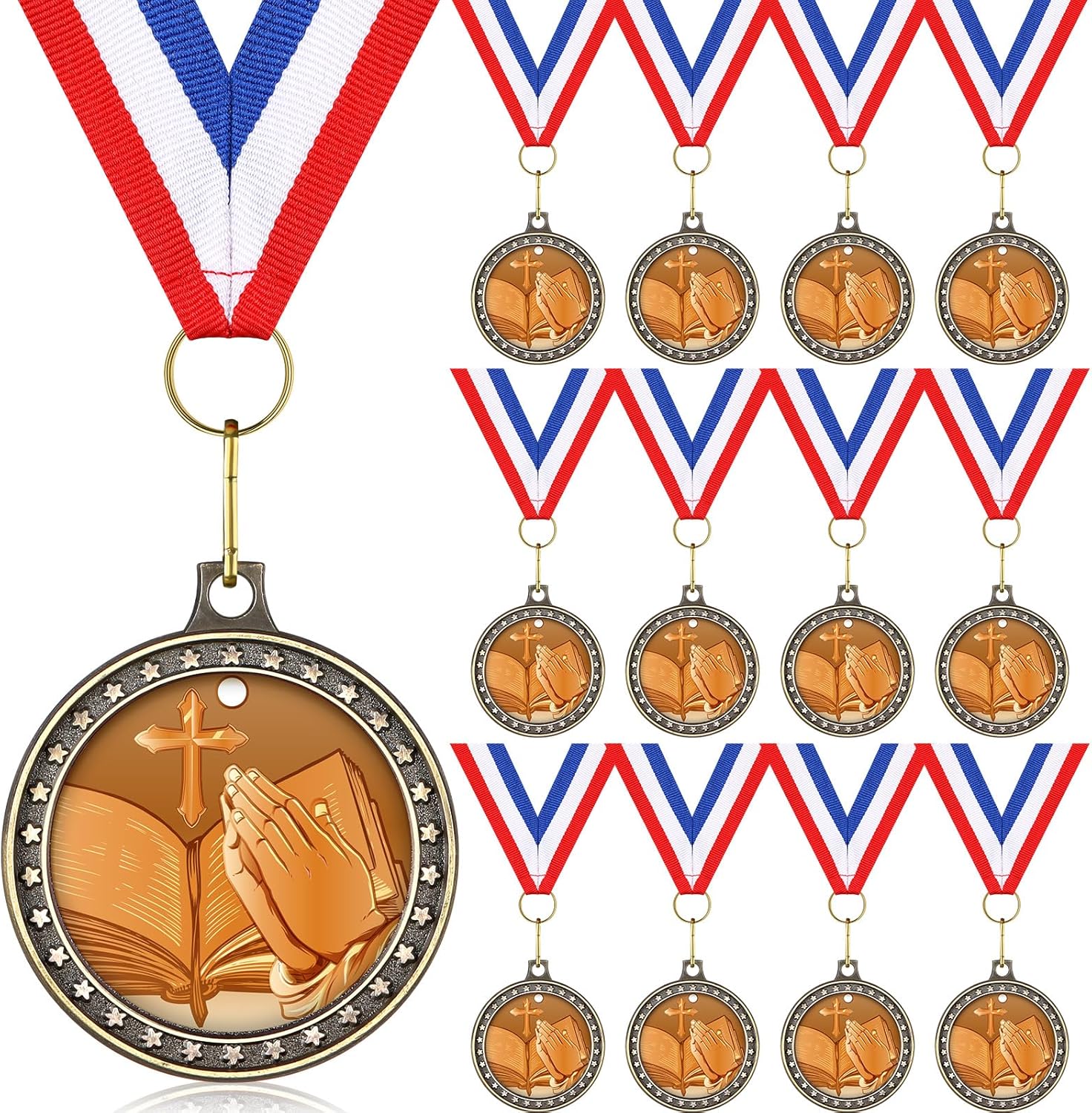 Libima 12 Pcs Religious Award Medals Religious Cross Medal
