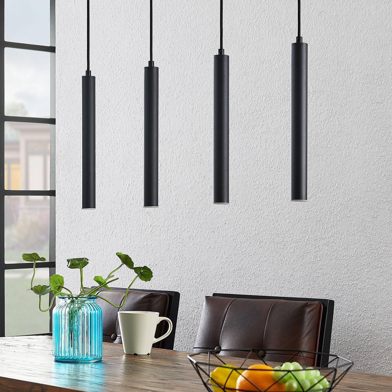 Arcchio LED Esstisch Pendelleuchte, Hängeleuchte schwarz 4-flammig Hängelampe Esszimmer Wohnzimmer Küche Pendellampe Küchenlampe Wohnzimmerlampe