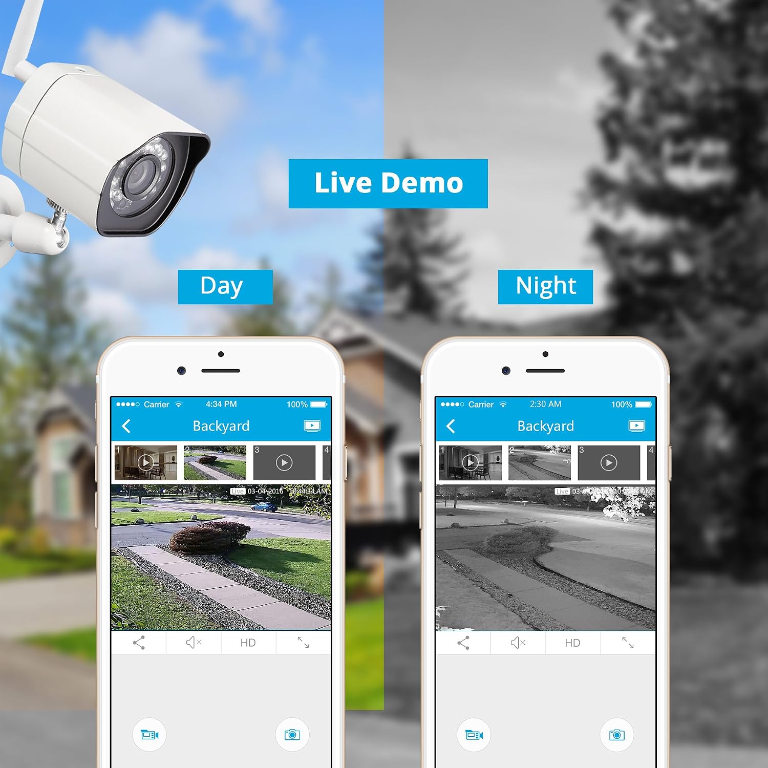 Zmodo Smart Wireless Security Cameras- 2 HD Indoor/Outdoor WiFi IP Cameras with Night Vision Easy Remote Access