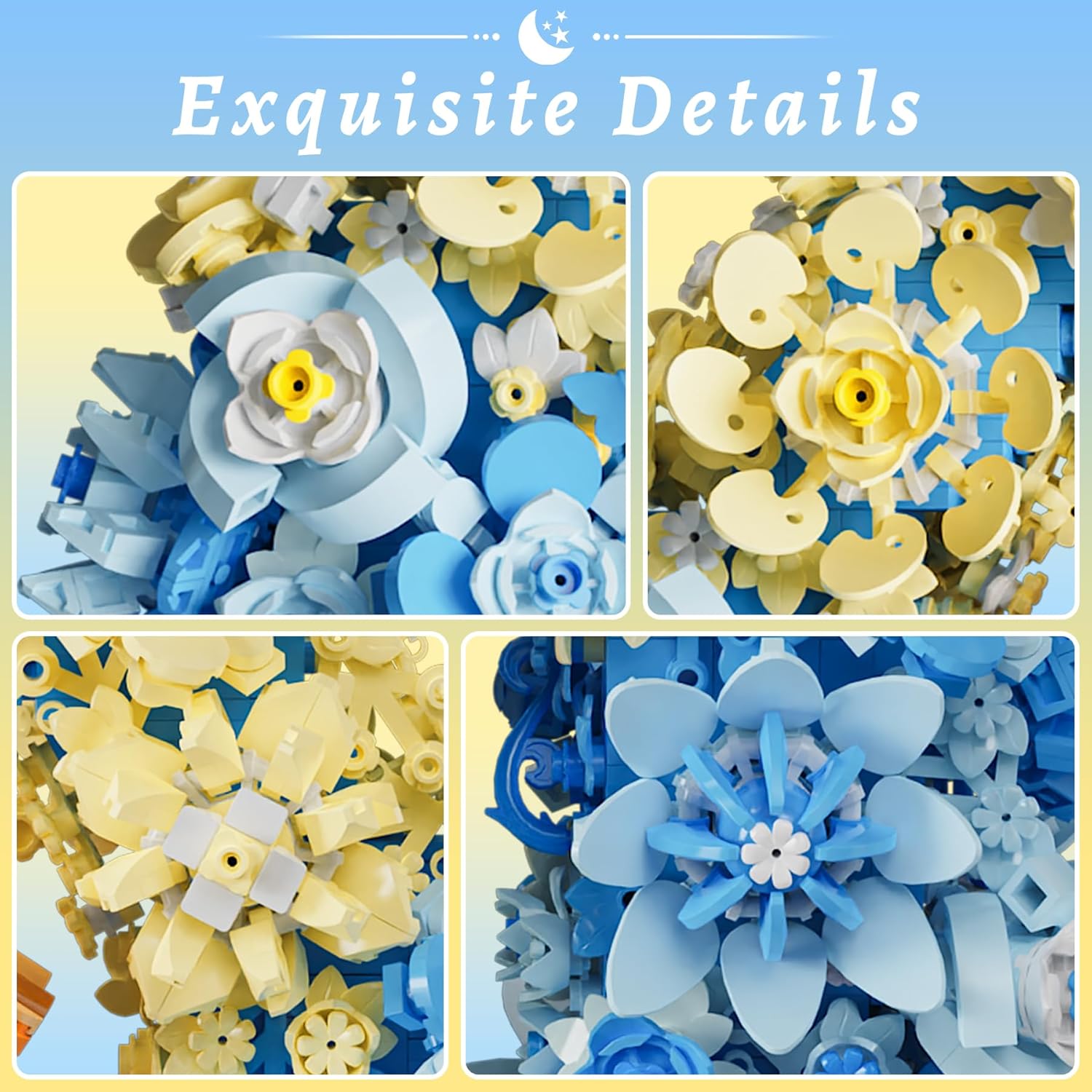 Blue Moon Flower House Building Set with Light, Botanical Collection Flowers Treehouse Builidng Block Kit, Compatible with Lego for Adults Creative Gift for Home Décor (1750PCS)