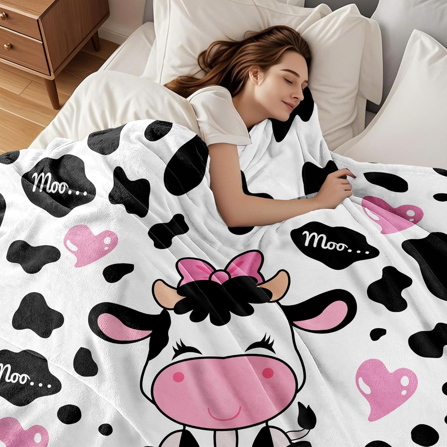 Cow Blanket Gifts for Cow Lovers Cows Throw Blanket Cute Cows Bedding Decor Stuff Gifts for Girls Women 50"x40" - Image 3