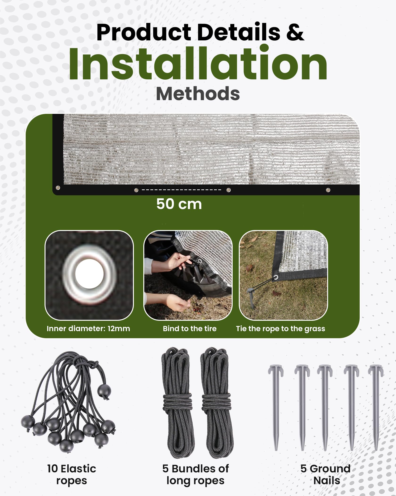 Aluminet - Tela de sombra de 3 x 6 m, 85 % reflectante de aluminio con ojales, tela de protección solar para coche, mascotas, jardín, patio, invernadero, incluye cordones elásticos