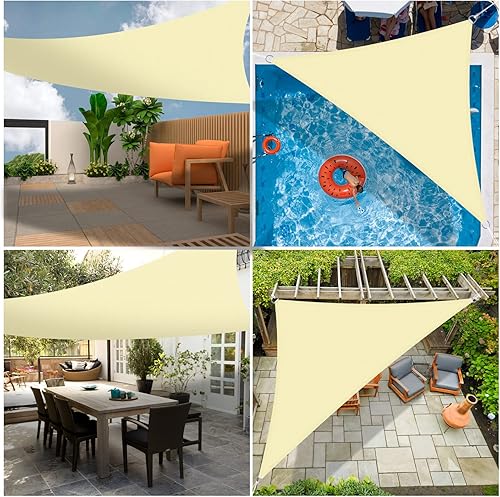 Miniatura 2 de Corpower Sombra solar triangular de 10 x 10 x 10 pies para exteriores, jardín, patio, jardín, instalaciones y actividades al aire libre (crema)