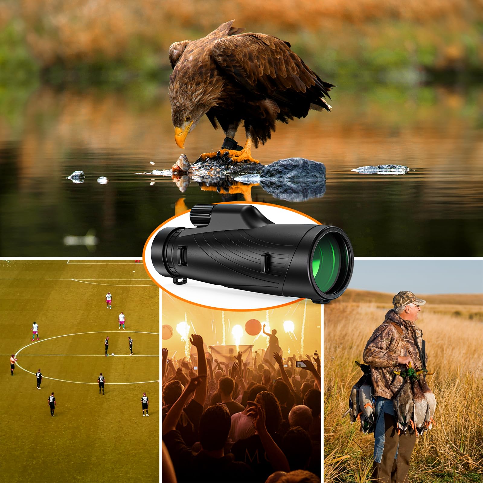 Usogood Monoculaire Puissant 12×56 – Télescope HD pour Adultes avec Prisme BAK4 et Revêtement FMC,Etanche à l'eau, Idéal pour l’Observation des Oiseaux, la Chasse, Concerts et Activités de Plein Air