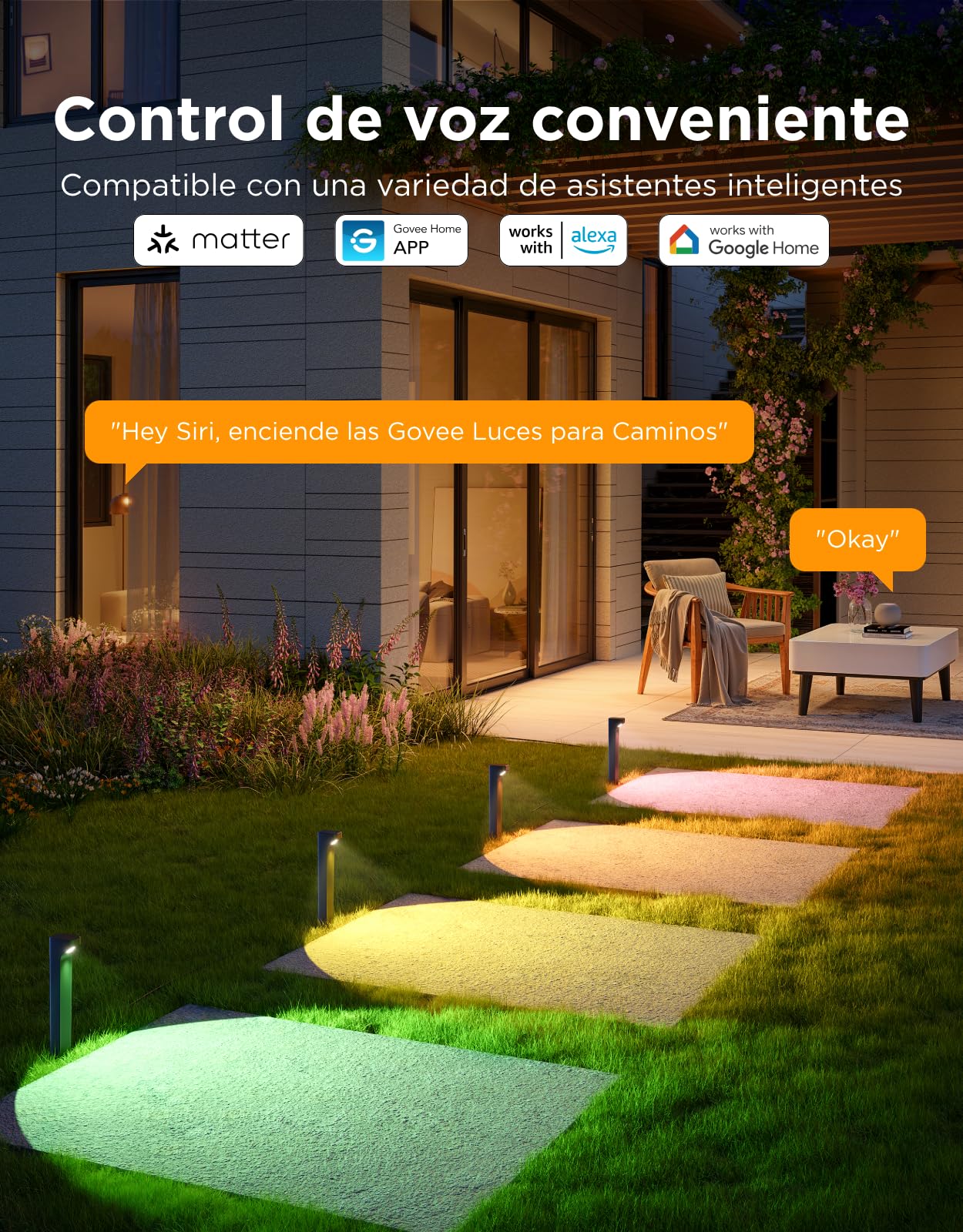 Govee Luces para Caminos Exteriores 2 Lite RGBWIC, Inteligente Iluminación de Caminos con Impermeable IP67, Compatible con Matter, Alexa y Google Assistant, Luz Exterior para Jardines para Paseo, 4pcs