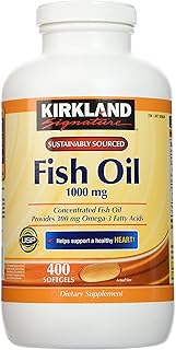 Kirkland Signature Natural Fish Oil Concentrate with Omega-3 Fatty Acids - 400 Softgels (Pack of 2)