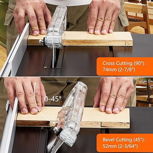 Miniatura 2 de Sierra de mesa para lugar de trabajo, motor de cobre de 8 pulgadas y 6.7 amperios, velocidad de corte de hasta 3576 RPM, hoja 24T, kit de sierra de