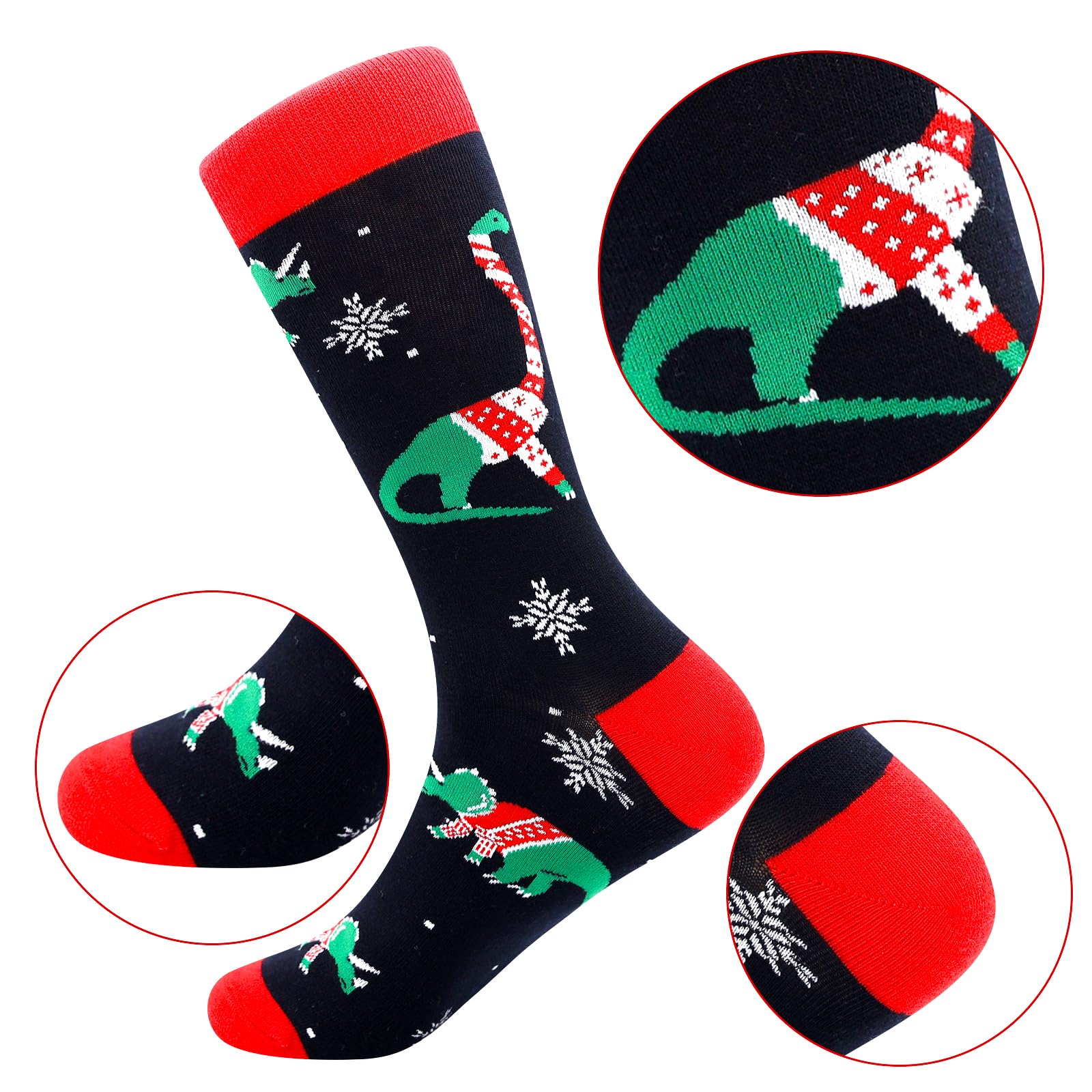 BISOUSOX Calze di Natale Uomo Donna 6 pairs Christmas Socks Regalo di Natale in Cotone Calzini con Renna di Babbo Natale con Omino di pan di Zenzero Multicolor 39-46
