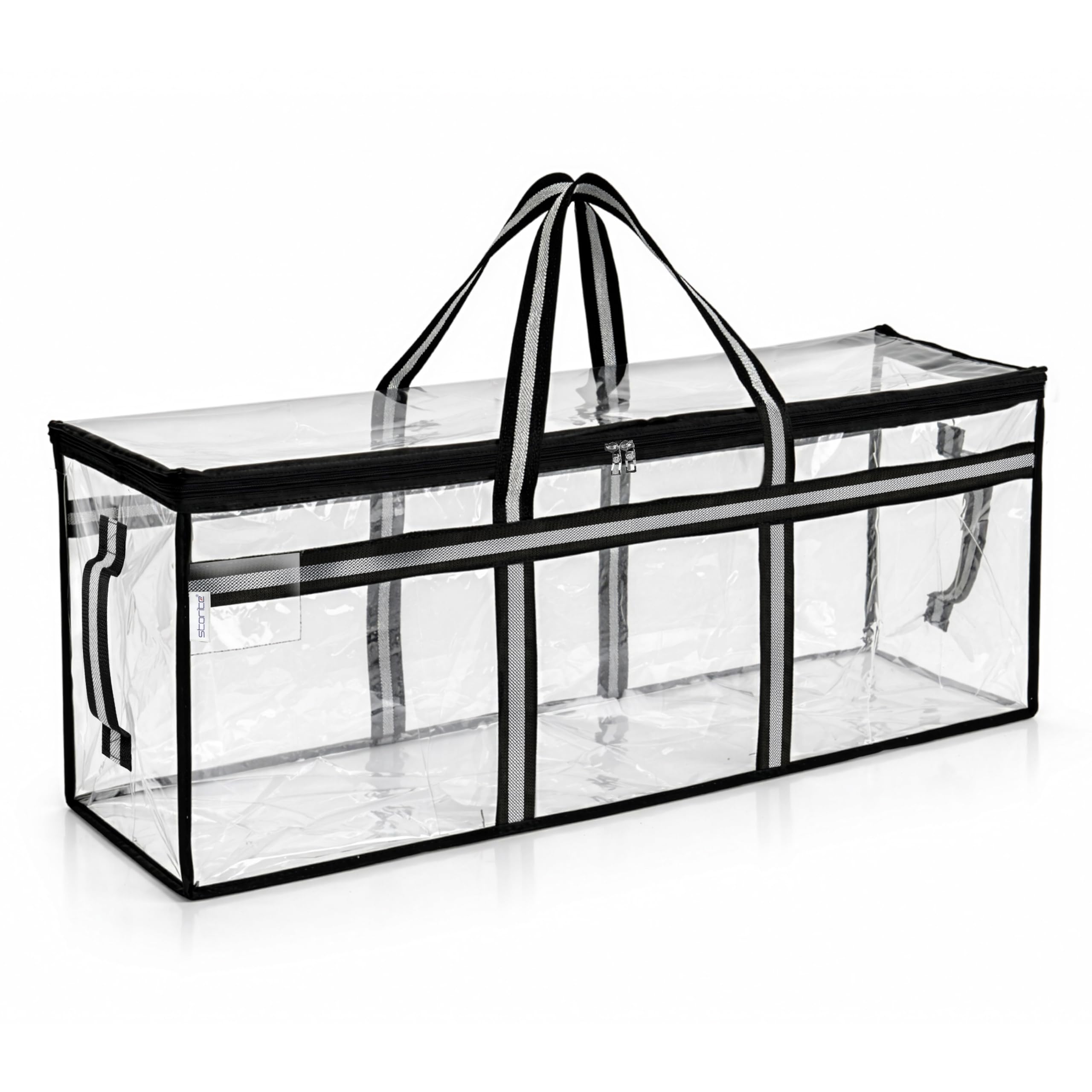 Storite Heavy Duty 85 L Transparent Super-Size Jumbo Underbed Storage Bag | Multi-Purpose Moisture Proof Toys/Blankets/Stationery Paper/Clothes Storage Bag (88x27x36 cm)