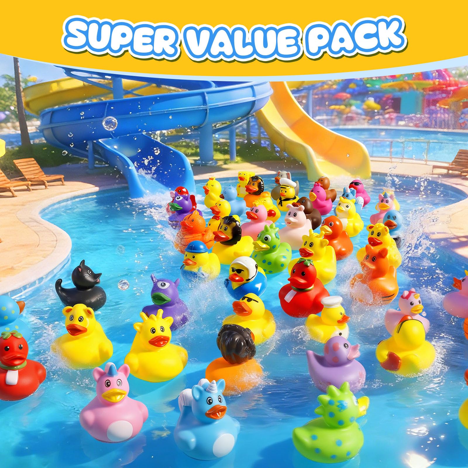 The Ultimate - Juego de juguetes para fiestas y baño: patos de goma de colores aleatorios en bolsa de malla para el baño del bebé, recuerdos de fiesta en la piscina y juegos divertidos para niños (200