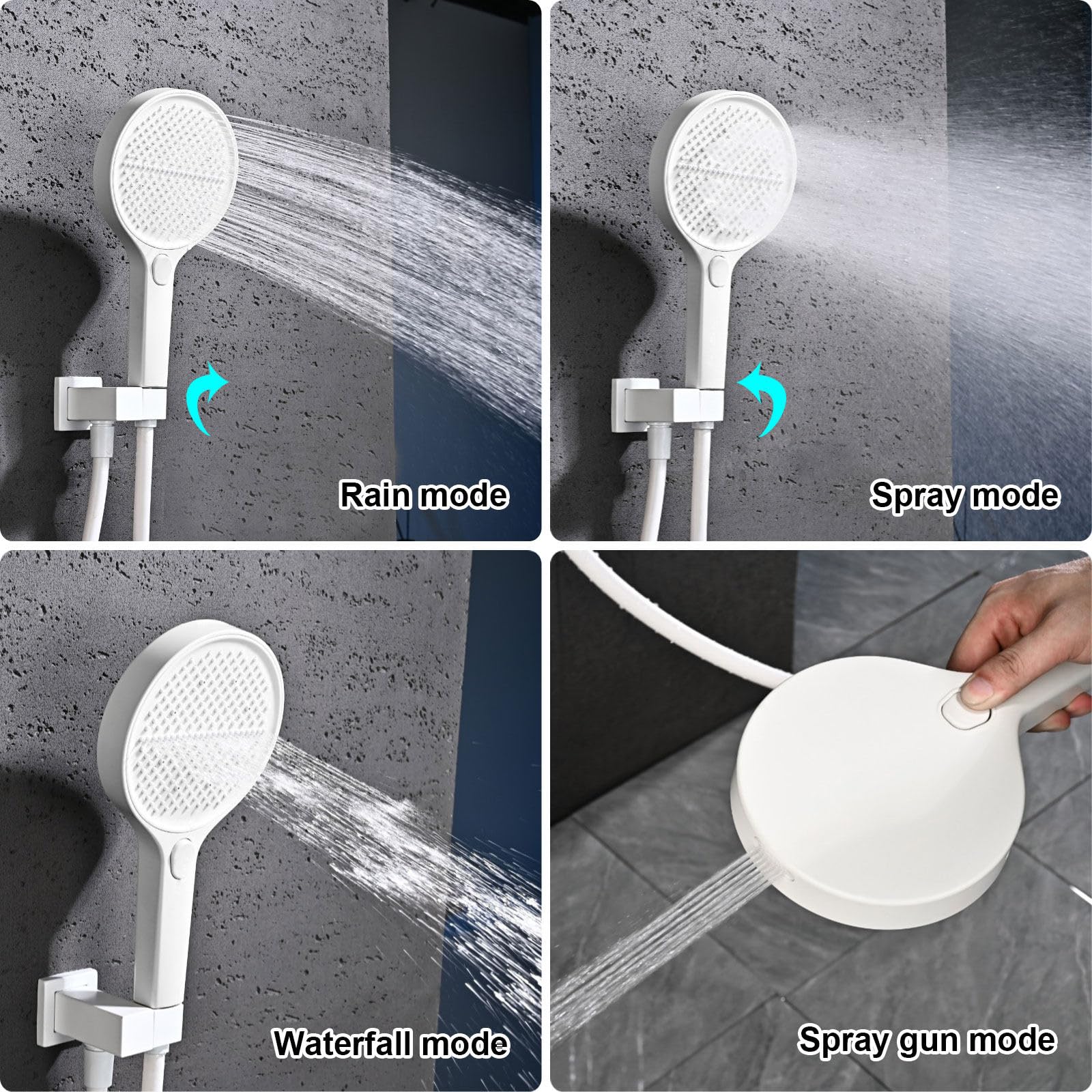 Nowoczesny system prysznicowy Tatic HSS0447, 30,5 cm deszczownica z cyfrowym wyświetlaczem LED, 4-trybowy ręczny zestaw kranów, konstrukcja klucza fortepianowego zapewnia najlepsze wrażenia z